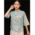 Load image into Gallery viewer, [FEXIAOYUAN series]★China style tops★ Shirt Improved temperament Improved Tang suit Thin Republic style Blue Blue Crane
