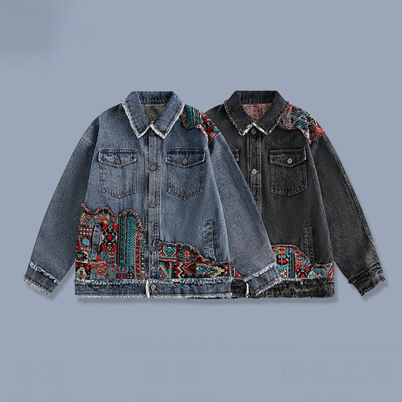 [Satoru Series]★China style jacket★ 2color denim jacket outerwear unisex men's ethnic switching