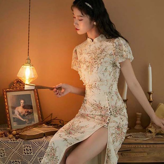 Chinese Style Dress Long Dress Chiffon Slit Embroidery XS SML Improved Tang Suit Girls' Party Alumni Party