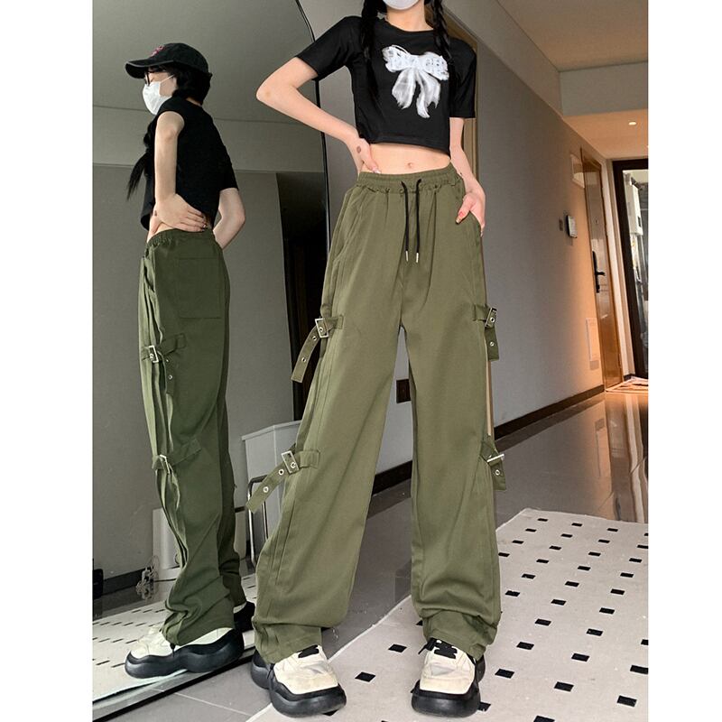 [MGJM Series]★Casual Pants★ 2color Bottoms Black Green Unisex Men's Retro