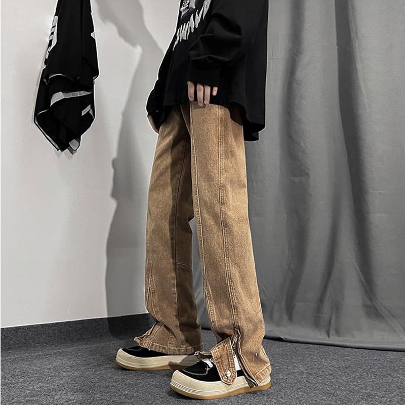 [Pvpvpv series] ★Pants★ 2color denim pants bottoms, brushed lining, unisex, men's, large size, slim fit