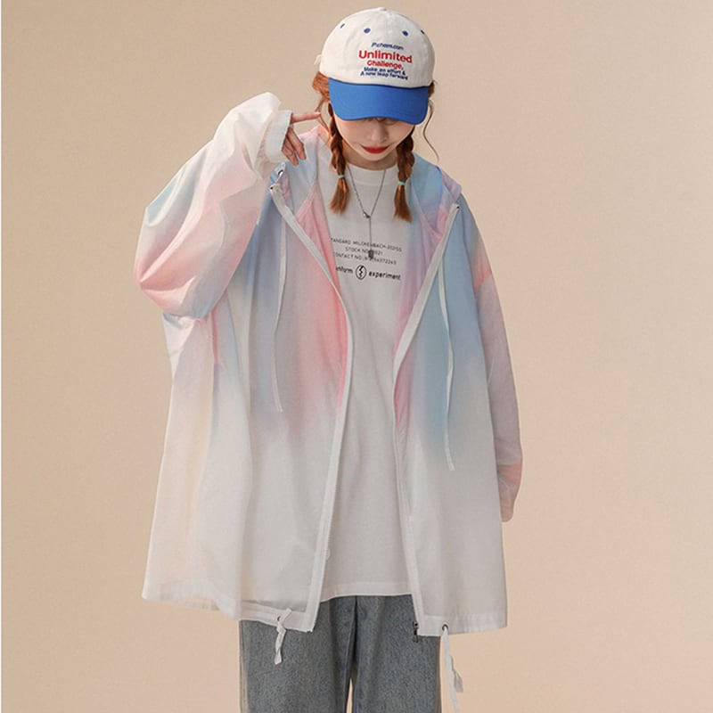 [GEBOXUAN Series] ★Thin Jacket★ 2color Outerwear Summer Clothes Sun Protection Unisex Men's Cute Gradient