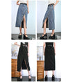 Load image into Gallery viewer, [Kokaisha---Hikimai Series] ★Denim skirt★ 2color bottoms with belt and slit black blue
