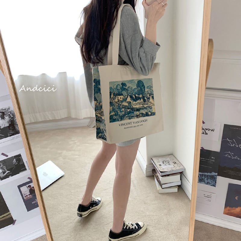 [Andcici Series]★Bag★ Tote bag, large capacity, oil painting style, date, commuting to work, school, cute, ladies, easy to match