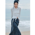 Load image into Gallery viewer, [Daiseiryusu Series] ★China style skirt★ Bottoms Denim skirt Long skirt Slit
