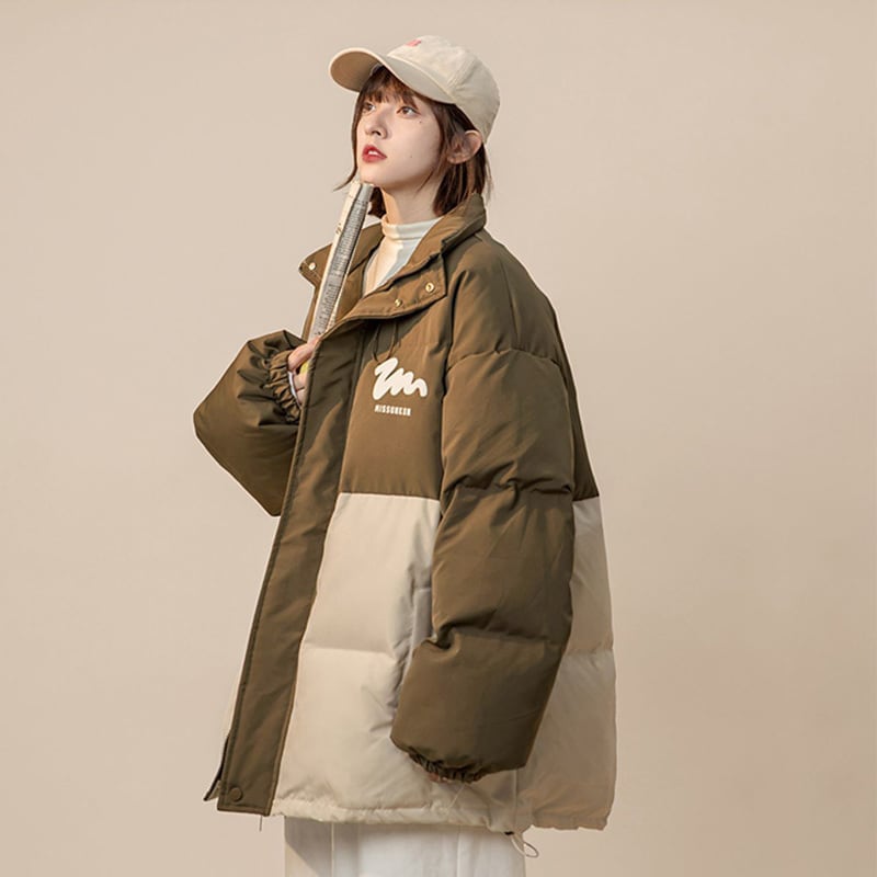 [Suikoishi Series] ★Winter coat★ Cotton coat outerwear 3color Unisex Men's color scheme Casual SML XL 2XL