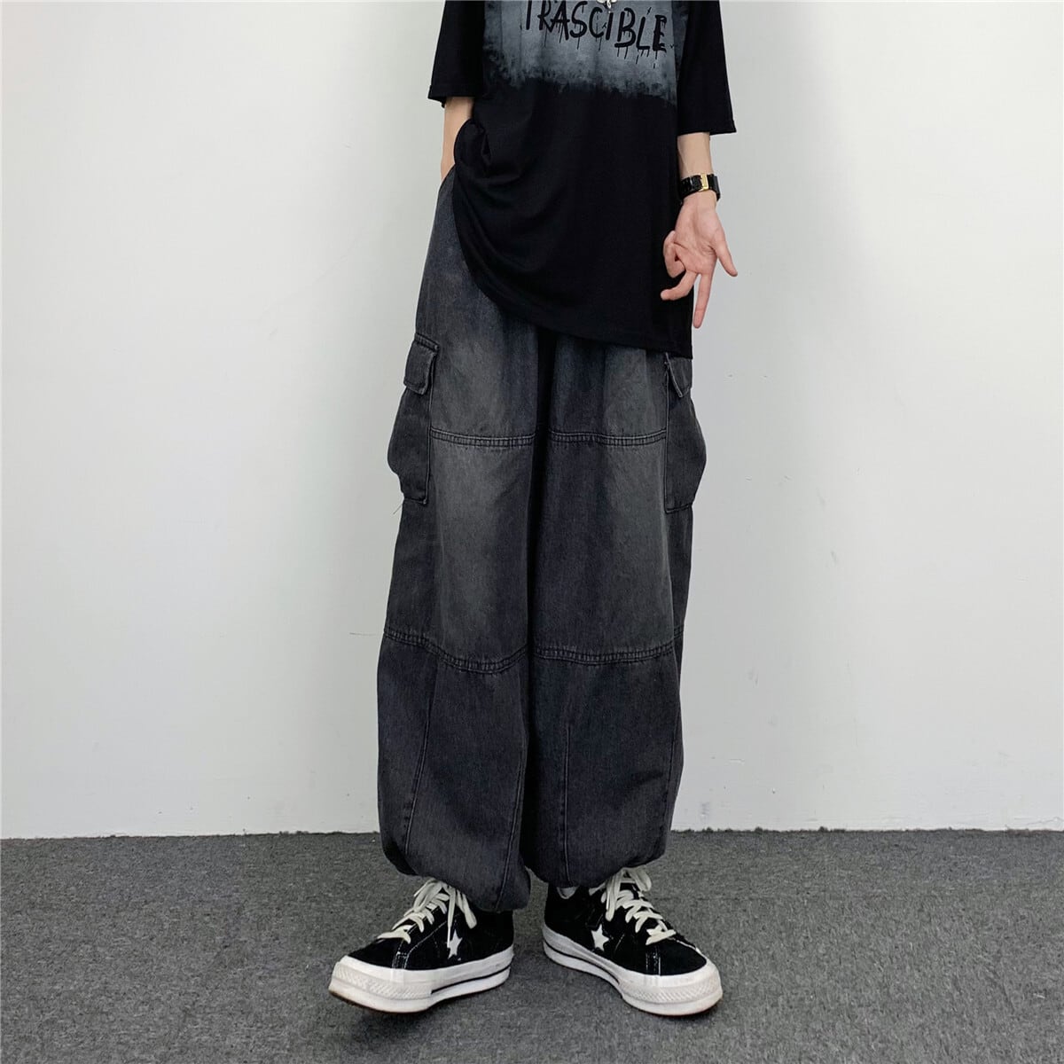 [MGJM Series]★Denim Pants★ 2color Pants Bottoms Unisex Men's Casual Street Blue Black