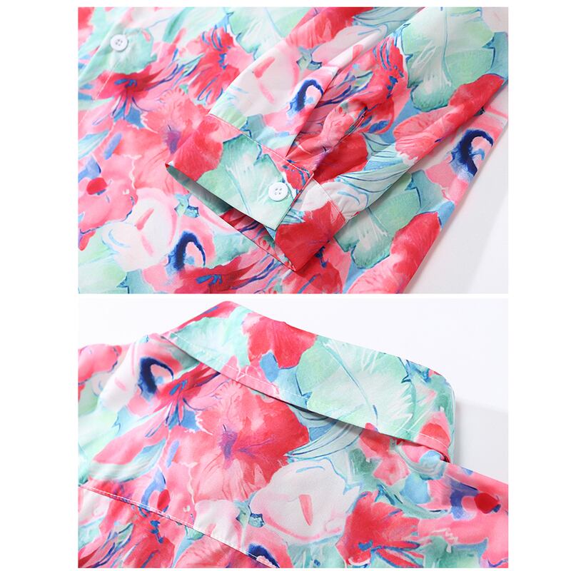 [BCBGH Series]★Shirt★ Floral pattern shirt, oil painting style tops, print, pink, thin, spring/summer, commuting, date