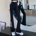 Load image into Gallery viewer, [Insufficient Moe Series] ★Denim Pants★ Bottoms Checkered Design Print Women's SML XL Black Black
