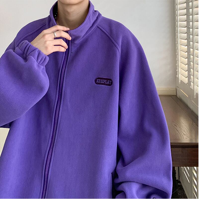 [ZUOFEILI series] ★Jacket★ 3color fleece outerwear unisex men's beige black purple