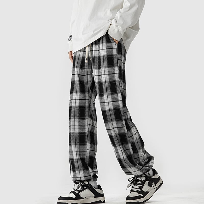 [GUIXIE Series] ★Casual Pants★ 2color Bottoms Trousers Unisex Men's Plaid Pattern Large Size Easy to Match