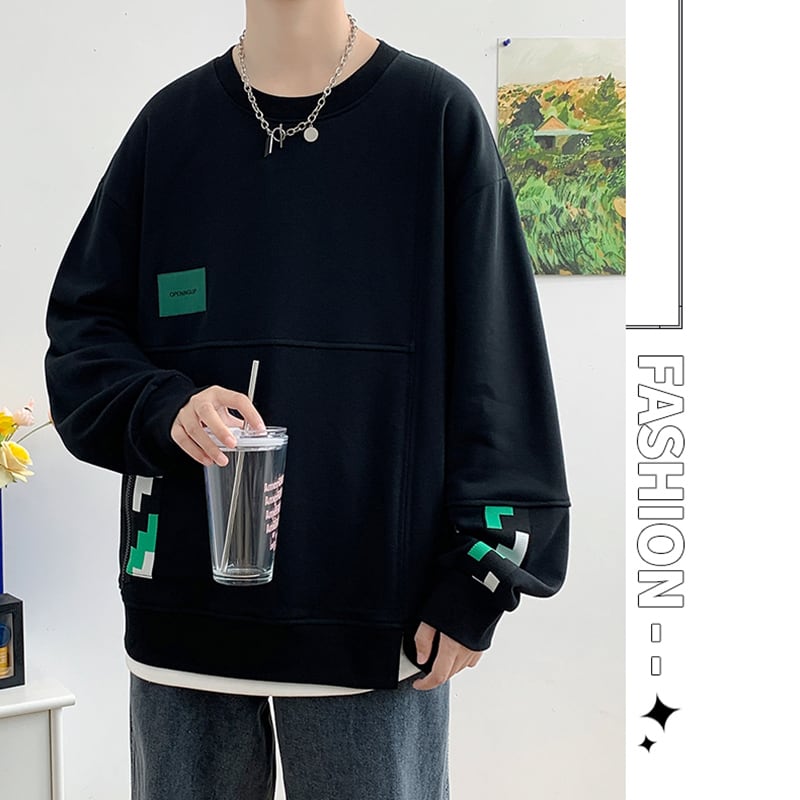 [DFBL Series] ★Tops★ 3color long sleeve tops unisex men's casual black white beige