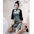 Load image into Gallery viewer, [YUEQIAO Series]★Cheongsam dress★Short length velvet Chinese style dress print retro
