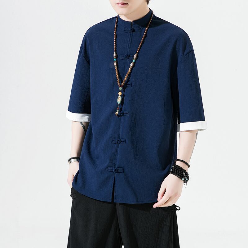 [JUNYI Series] ★China Style Shirt★ Tops 5color Unisex Men's Large Size Simple Chinese Clothes