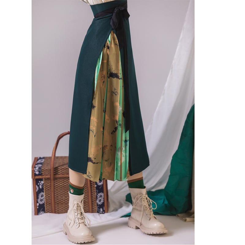 [Sangoku style series]★China style skirt★ Maki skirt Improved Chinese clothing Original Dark Green SML