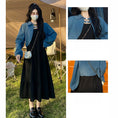 Load image into Gallery viewer, [Aotachibana Series]★Setup★ 2-piece set Tops + Hanging dress Cute Large size Blue Black Blue Black
