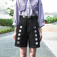 Load image into Gallery viewer, [Kokaisha---Moon phase series]★Denim pants★Shorts bottoms Black, black, retro, easy to match, slimming
