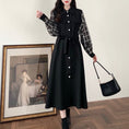 Load image into Gallery viewer, [Dong Xiaojie Series] ★Long sleeve dress★ Large size ladies dress Plaid pattern Commuting Black Black
