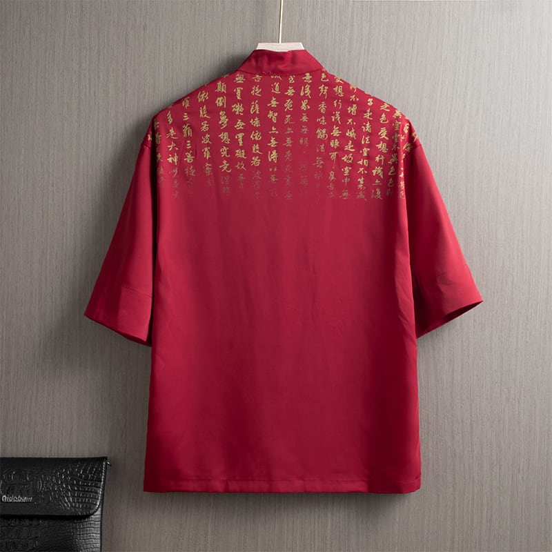 [JUNYI Series]★China style shirt★ Tops 3color Unisex Men's Large size Letter pattern Black White Red