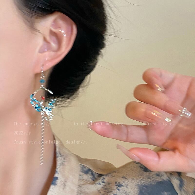 [Minoki Series] ★Chinese style earrings★ Pair of earrings, women's accessories, temperament improvement, date, commuting, crane