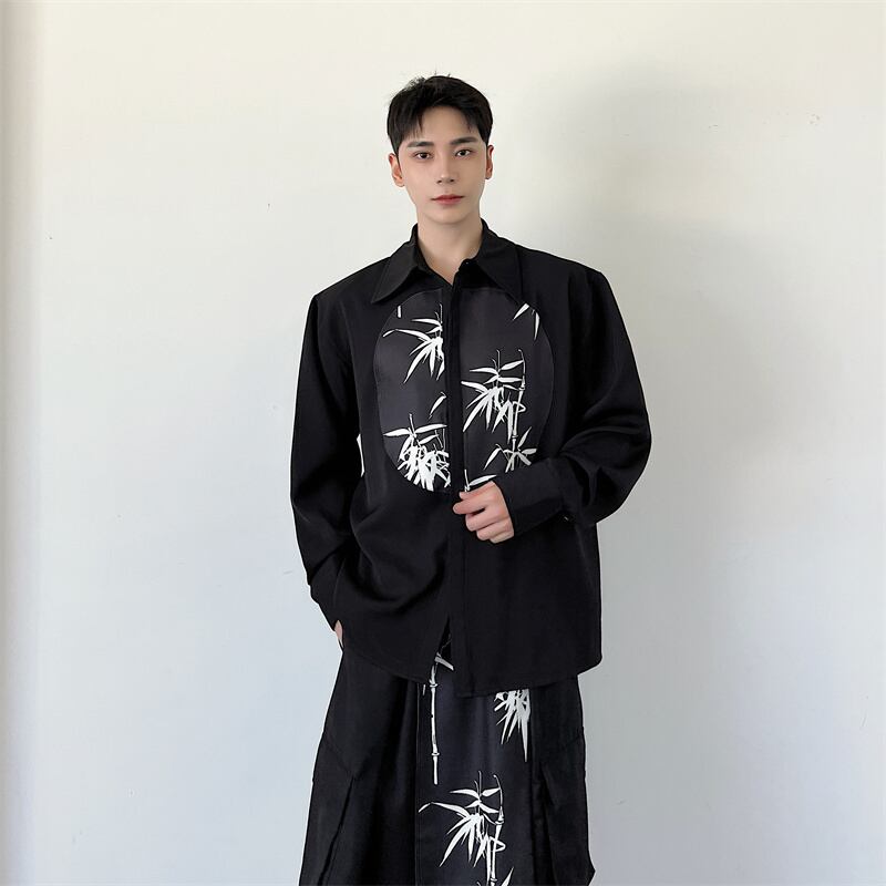 [Illustrated series] ★China style shirt★ 2color tops, bamboo, unique design, unisex, men's, easy to match