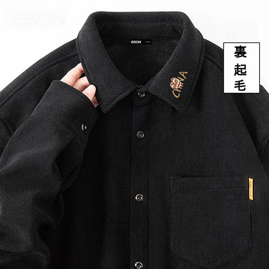 [XINGSHI Series]★China style shirt★ 4color brushed lining thick warm corduroy tops unisex men's large size