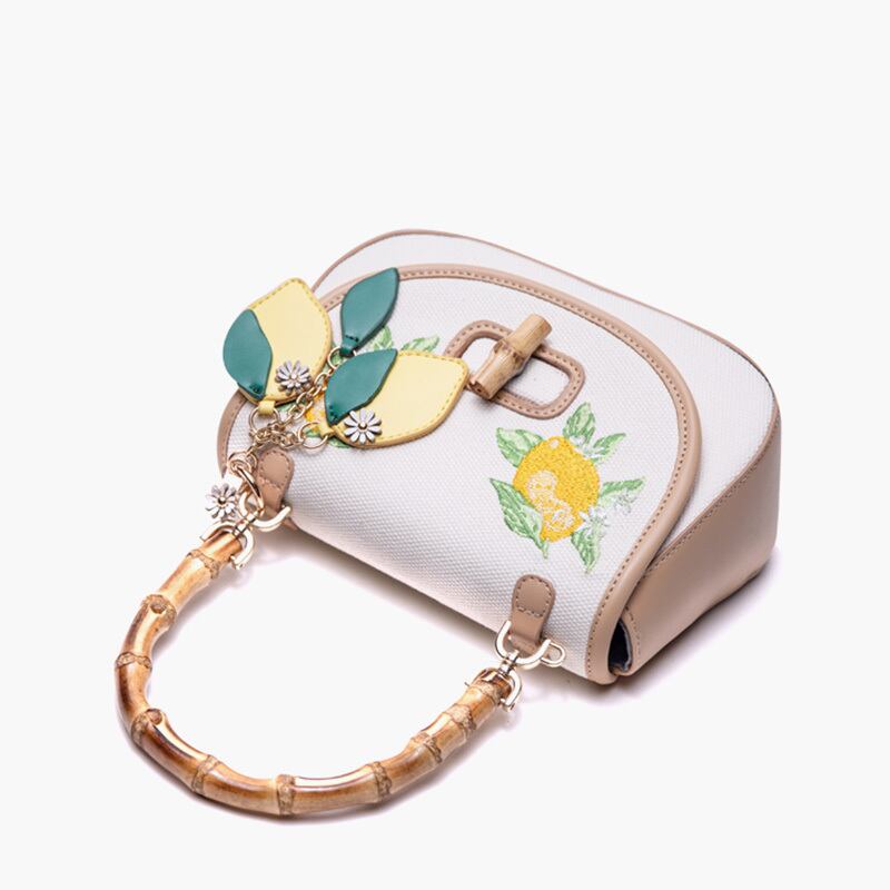 [XIAOZHONG Series]★Bag★ Handheld bag Shoulder bag Embroidery Lemon Retro Commuting Date