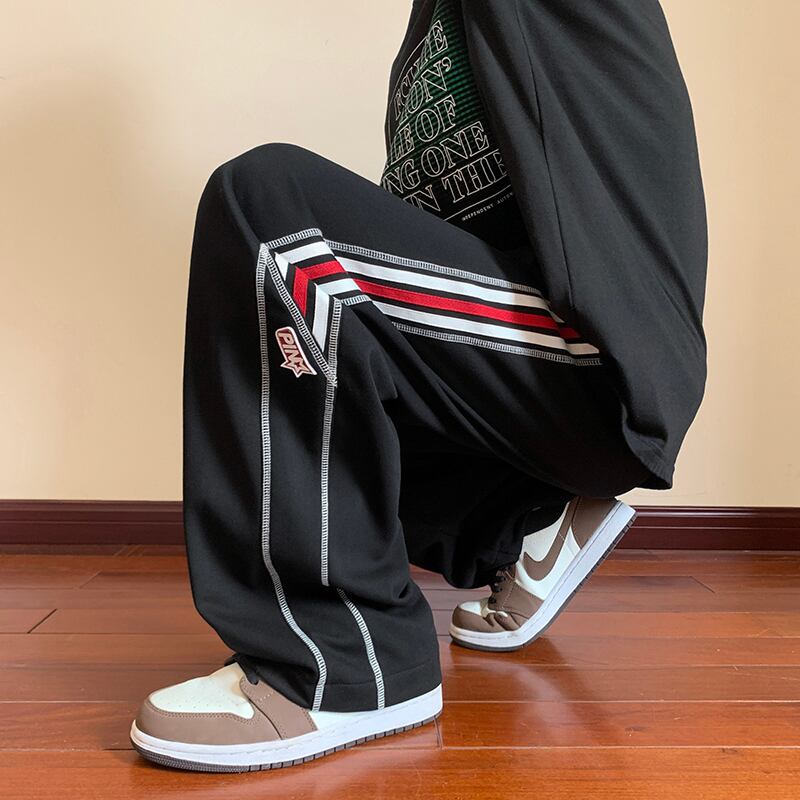 [NANSHI Series] ★Casual Pants★ 2color Pants Bottoms Unisex Men's Black Blue Vertical Stripes Striped Pattern