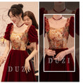 Load image into Gallery viewer, [DUZI Series] ★Party Dress★ One Piece Oil Painting Style Switching Velvet Red Red Coming of Age Ceremony Photography Wedding
