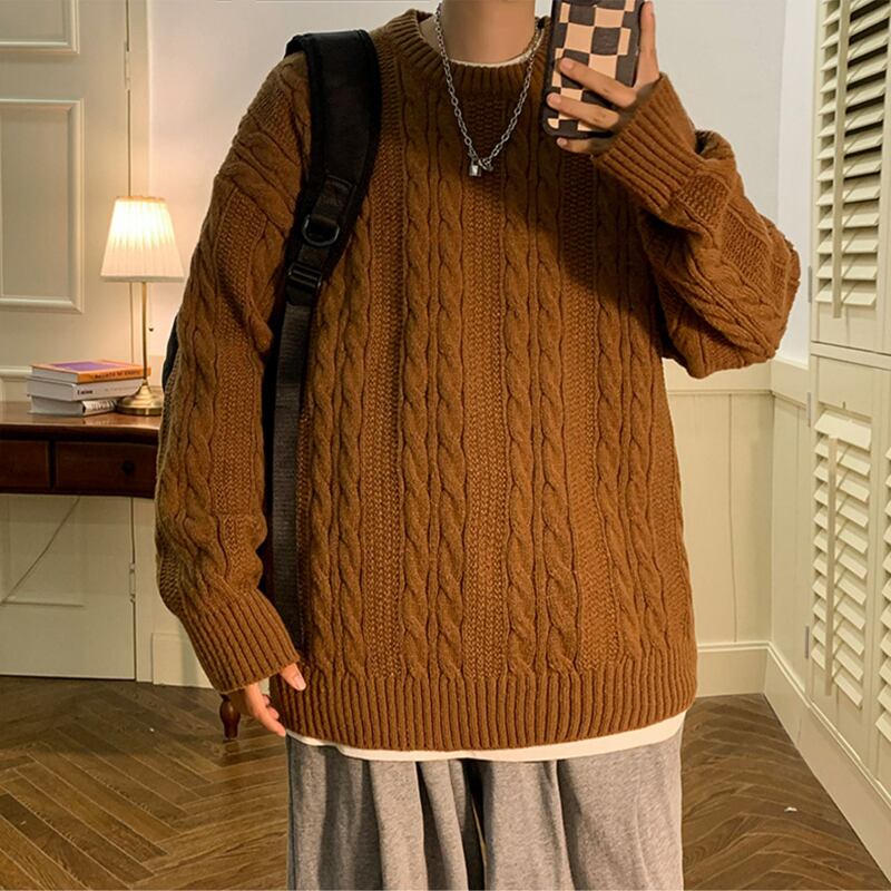 [Gyoshoen Series] ★Sweater★ 4color Knit Tops Unisex Men's Simple Casual Brown Black Gray White