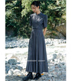 Load image into Gallery viewer, [Big Blue Dragon Series] ★China style dress★ Faux layered stand neck gray gray slimming wear
