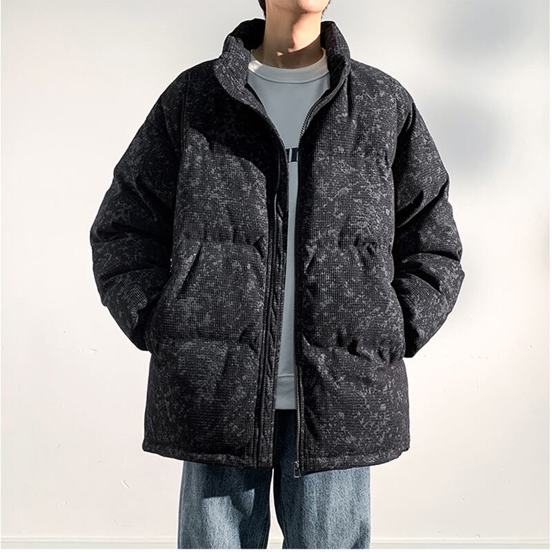 [DUFENG Series] ★Cotton coat★ 3color outer winter coat unisex men's large size green black blue