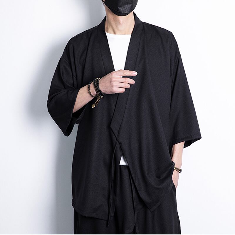 [MUFENG Series] ★Happi coat★ 2color Plain Chinese Style Unisex Men's Large Size Black White