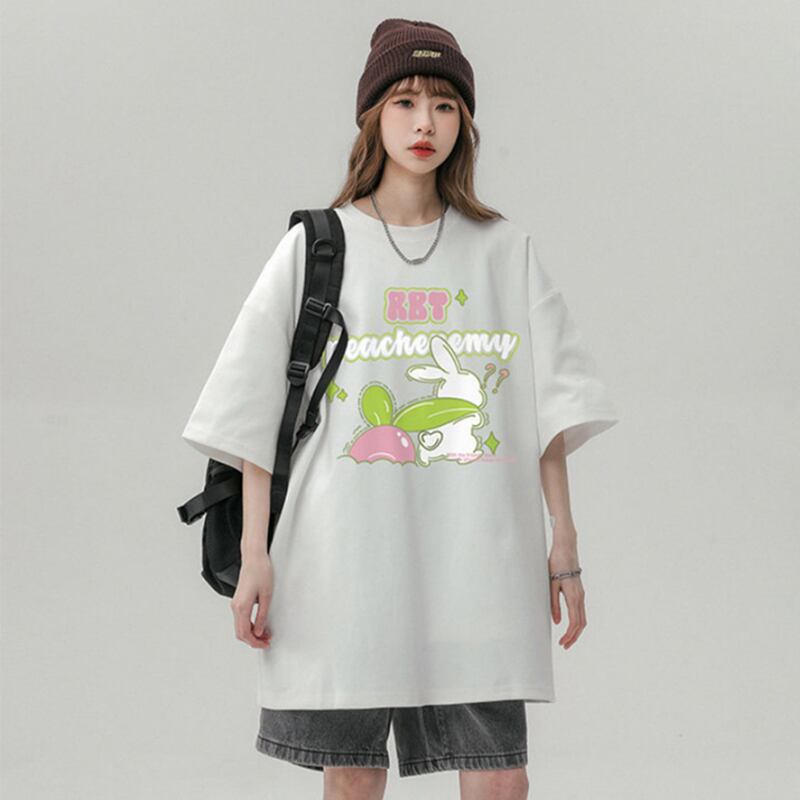 【CHAOMEICHENシリーズ】★Tシャツ★ 4color トップス 半袖Tシャツ 春夏 M L XL 2XL 男女兼用 メンズ 兎 ウサギ