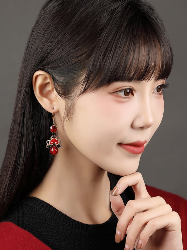 [Louran Kezang Series] ★China style earrings★ Pair Earring type Earring type Ladies accessories Red Red