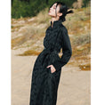 Load image into Gallery viewer, [Daiseiryusu Series]★Chinese style dress★ 2color black or white long length Chinese clothes switching stand neck
