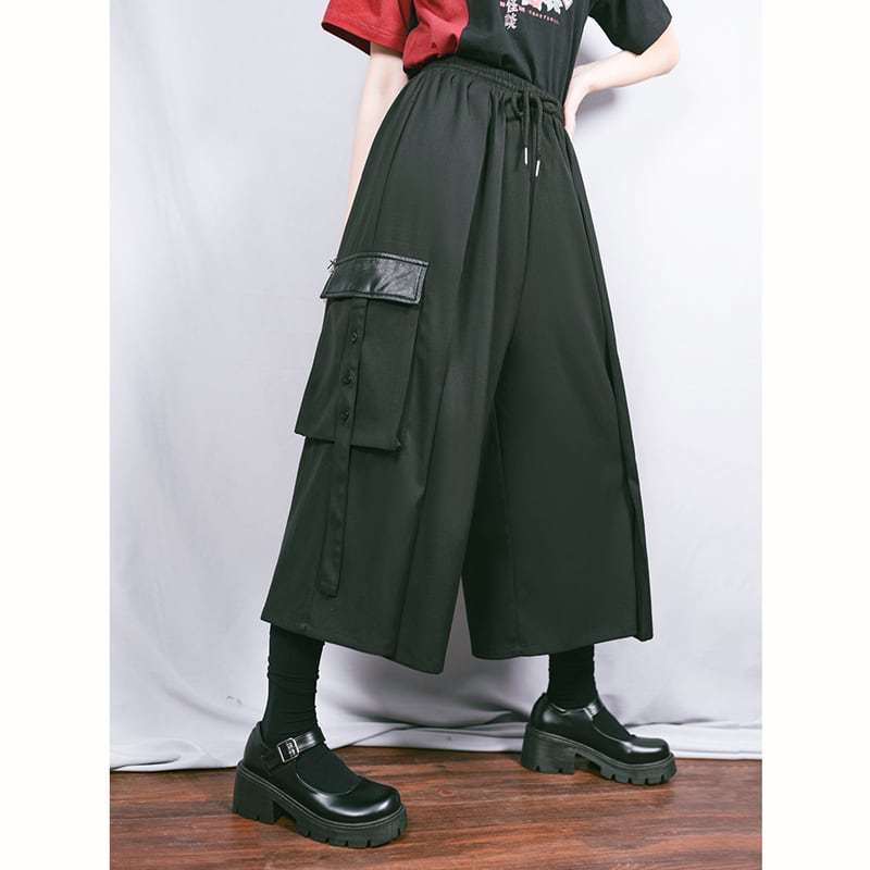 [Kokaisha series]★China style pants★Bottoms Gaucho pants Gaucho SML Easy to match Black Black