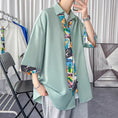 Load image into Gallery viewer, [LANGGUANGHU Series]★Shirt with tie★ 4 colors, floral pattern, casual, Harajuku style, unisex, men's green, black, white, blue
