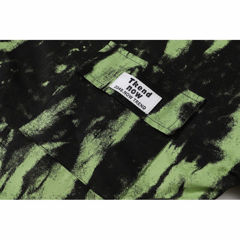 [GXFortune Series] ★Retro Shirt★ 2color Print Long Sleeve Shirt Tops Loose Casual Black Gray Green