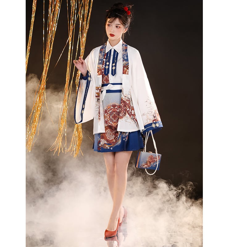 [Dust Smoke Cloud Dream --- Biwa Song Series] ★China style skirt★ Bottoms, wind skirt, Chinese elements, Chinese clothes, print, cute