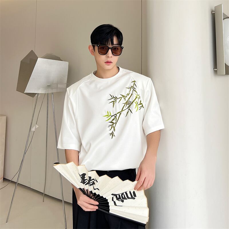 [ZHUIYI Series]★China style T-shirt★ 2color tops unisex men's bamboo short sleeve shirt black white ML XL