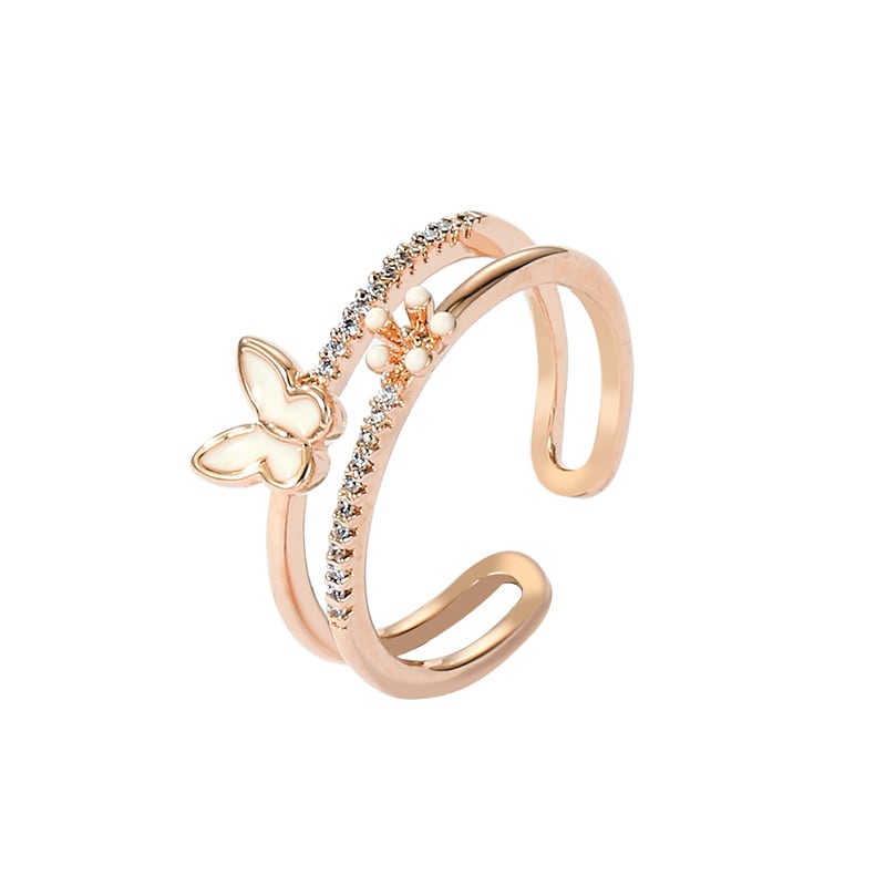 [LIUMANGXING Series] ★Ring★ Ladies Accessories INS Style Butterfly Double Shape Sparkling Simple Original Unique Present Very Popular