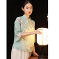 Load image into Gallery viewer, [FEXIAOYUAN series]★China style tops★ Shirt Improved temperament Improved Tang suit Thin Republic style Blue Blue Crane
