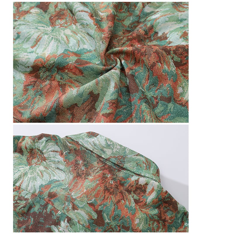 [BEAT BOY Series]★Shirt★ Tops Floral pattern shirt Long sleeve shirt Unisex Men's ML XL 2XL Green