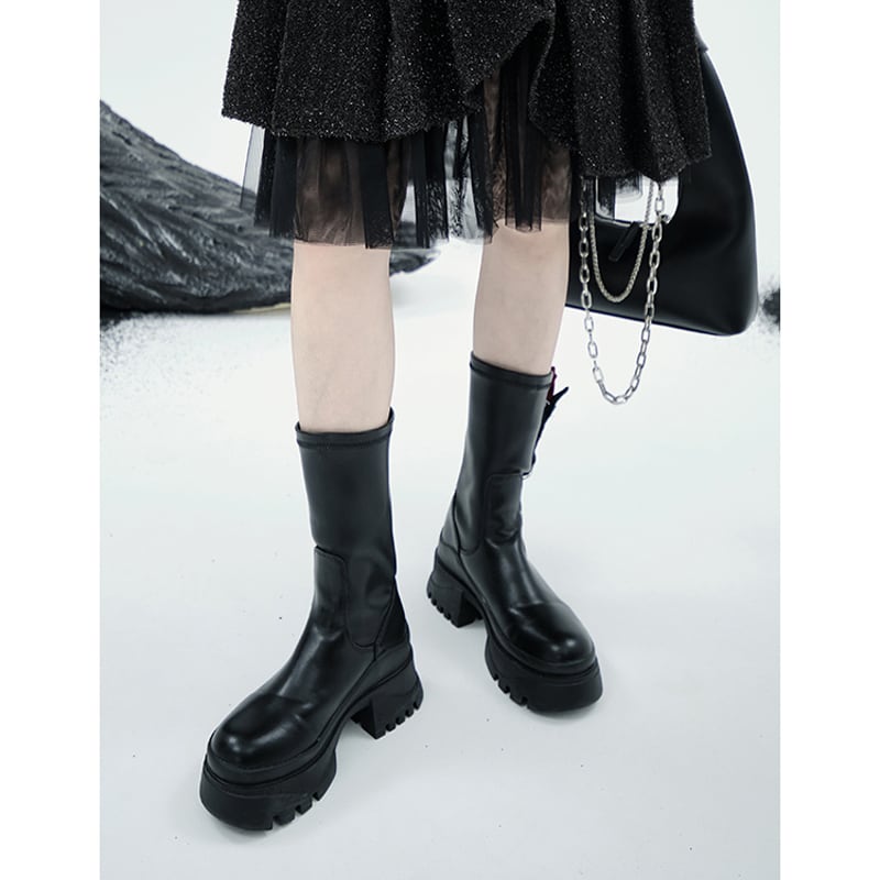 [chicsky---Kurono Series]★Shoes★Boots 35 36 37 38 39 Shoes Rose Chain Black Black Cute