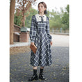 Load image into Gallery viewer, [Big Orange Series] ★One Piece★ Plaid Retro Ladies Commuting Date School Blue Blue Cute
