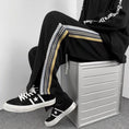 Load image into Gallery viewer, [Leonbinno Series] ★Pants★ Newly added brushed lining type Casual pants Slit Vertical stripes Striped pattern Black Black ML XL 2XL
