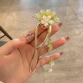 Load image into Gallery viewer, [Tae Series] ★China style hair ornament★ 1 hairpin, old-fashioned women's accessories, fringe, flower, green, white, cute
