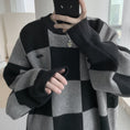 Load image into Gallery viewer, [Tankaku Sensei Series] ★Sweater★ Tops Checkered Color Scheme Loose Men's Fashion Unisex
