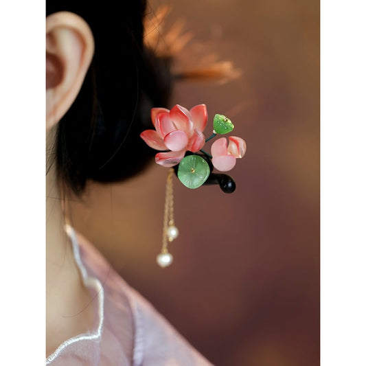 [Ma series]★China style hair ornament★1 hairpin, ladies accessories, flower, fringe, improves temperament, cute